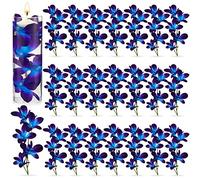 Blue Purple Faux Flowers Blue Orchid Flower Vase Fillers Faux Purple Orchid Wedding Table Centerpieces Filling for Floating Candles Wedding Birthday Party Table Decorations (32 Pieces)