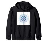 Blue Purple Floral Mandala Lotus Meditate Art Zip Hoodie