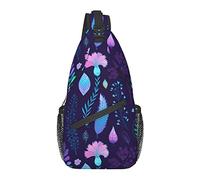 Blue Purple Floral Pattern Cross Chest Bag Diagonally Sling Backpack Crossbody Shoulder Bag Travel Hiking Daypacks for Men Women