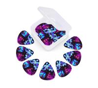 Blue Purple Flower Butterfly Guitar Picks 12 Pack Thin, Medium & Heavy 3 Different Thickness Celluloid Guitar Plectrums with Storage Box Personalized Guitar Pick for Acoustic Guitar, Bass