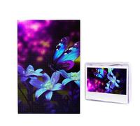 Blue Purple Flower Butterfly Jigsaw Puzzle for Adults Challenging Wooden Puzzles 1000 Pieces Personalized Photo Puzzle Picture Jigsaws Custom Jigsaw Puzzles for Birthday