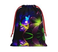 Blue Purple Flower Butterfly Print Drawstring Gift Bag Durable And Versatile, Perfect For Festive Occasions