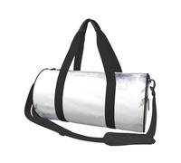 Blue Purple Flowers and Green Leaves Print Round Duffel Bag, Canvas Overnight Travel Tote Bag, Waterproof and Tear-Resistant.Foldable Weekend Travel Bag