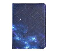 Blue Purple Galaxy Leather Passport Holder Covers Case Travel Passport Wallet with Vaccination Card Slot Passport Holder Combo with Vaccine Card Slot Waterproof