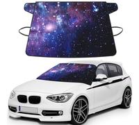 Blue & Purple Galaxy Print Car Windshield Sun Shade, Oxford Winter Windshield Cover For Snow Ice Uv Secure For All-Season