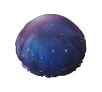 Blue & Purple Galaxy Print Reusable Shower Caps For Women, DoubleHair Cap,Adult Hair Cap For All Hair