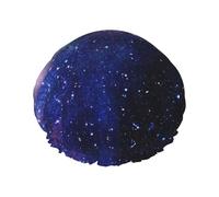 Blue & Purple Galaxy Print Shower Cap,Elastic And Reusable Bath Hair Hat For Long Hair,Large Waterproof Shower Bonnet,For Women Men Kids