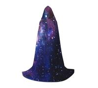 Blue & Purple Galaxy Print Stylish Hooded Cloak,Perfect For Halloween,And Cosplay,Soft Cape