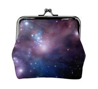 Blue & Purple Galaxy Print Women'S Kiss Lock Coin Pouch, Mini Wallet For Cards And Lipstick, Soft Compact Purse