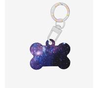 Blue & Purple Galaxy Printing Cute Acrylic Dogs Tag Double Side Bone Shap Id Tags with Keychain for Pet Crafts Decorations