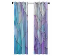 Blue Purple Gradient Blackout Curtains for Bedroom Living Room, Abstract Glass Geometric Marble Modern 84 In Long Thermal Insulated Room Darkening Drapes Grommet Window Treatments, 42 x 84 In