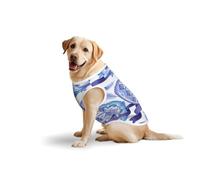 Blue-Purple Heart & Feathers Print Breathable Dog Clothes Dog Shirts