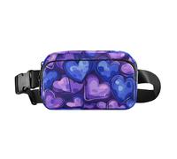 Blue Purple Hearts Fashion Waist Bag Fanny Pack for Women Men Teens Small Cross Body Bag Belt Pack with Adjustable Strap for Cycling Hiking Gym, Blue purple hearts, One Size