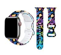 Blue Purple Leopard Watch Bands Compatible with Apple Watch 38mm/40mm/41mm,Adjustable Silicone Gradient Leopard Wristbands Replacement Straps for iWatch SE/Series 7/6/5/4/3/2/1