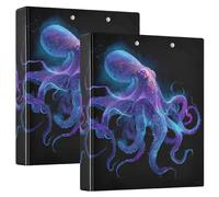 Blue Purple Octopus 3 Ring Binders 1.5 Inch Clear View Three Ring Binders Versatile Binder Fits 200 Sheets 2 Pack