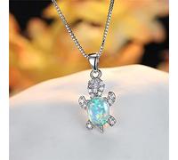 Blue Purple Oval Zircon Pendant Rainbow Stone Cute Turtle Necklaces For Women Fashion Jewelry Multicolor Crystal Animal Necklace