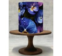 Blue & Purple Pansy Flowers Edible Cake Wrap - Icing Sheet or Wafer Paper Topper, Floral Wrap Around Decoration !052 (Wafer Paper)