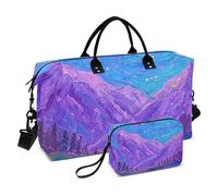 Blue-Purple Starry Sky Decorative Overnight Carry On Tote and Luggage Gym Tote Bag with Toiletry Bag for Business Trips Multifunctional bolso de para Mujer