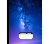 Blue Purple Starry Sky Paint Composition Notebook, Night Space Nature for Boys Teens Girls School College Office Work Journal, 7.5 x 9.25 Inch, Wide Ruled, 110 Pages
