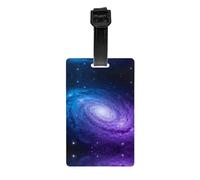 Blue Purple Starry Sky Print Luggage Tags for Suitcases, Personalized Travel Accessories with PVC Tags for Luggage