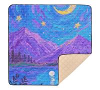 Blue-Purple Starry Sky Soft Padded Baby Gym & Activity Mat for Indoor Outdoor Portable Playroom Activity Mat for Babies Infants Toddlers, 50'' x 50''