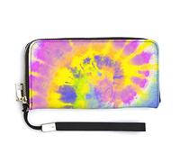 Blue Purple Tie Die Spiral Women's Wristlet Wallet Large Capacity Wallets for Ladies Long Clutch Bags Printed PU Handbag with Zipper