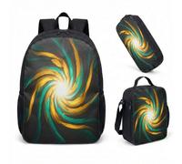Blue Purple Vortex Swirl Marble 17 Inch Backpack 3 Piece Set Abstract Aesthetic School Bag for Teens Students (04)