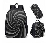 Blue Purple Vortex Swirl Marble 17 Inch Backpack 3 Piece Set Abstract Aesthetic School Bag for Teens Students (07)