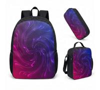Blue Purple Vortex Swirl Marble 17 Inch Backpack 3 Piece Set Abstract Aesthetic School Bag for Teens Students (03)