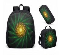 Blue Purple Vortex Swirl Marble 17 Inch Backpack 3 Piece Set Abstract Aesthetic School Bag for Teens Students (06)