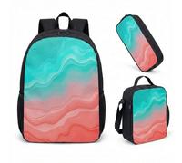 Blue Purple Vortex Swirl Marble 17 Inch Backpack 3 Piece Set Abstract Aesthetic School Bag for Teens Students (02)