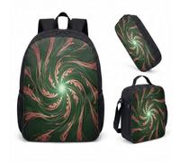 Blue Purple Vortex Swirl Marble 17 Inch Backpack 3 Piece Set Abstract Aesthetic School Bag for Teens Students (05)