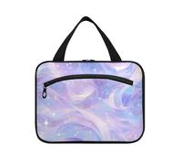 Blue Purple Wave Abstract Art Style Hanging Large Capacity Travel Cosmetic with Hook, Designer Chic Toiletry Bag for Men Traveling kit de para Mujer L