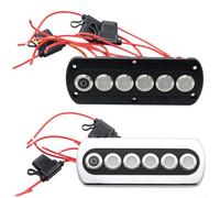 Blue Push Button Switch, 12V 20A 6 Gang RV Marine Switch Panel with IP66 Waterproof Rating Built-in 3 Fuses for Overcurrent Protection for RV Boat Truck