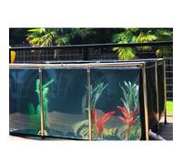 Blue PVC Canvas Fish & Pet Pool Pond with Steel Frame, Easy Assembly, Viewing Window, 140x140x35cm - Perfect for Outdoor Fun & Ideal for Small Pets