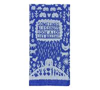 Blue Q Funny Woven Jacquard Dish Towel ~ Sometimes Blessings Look a Lot Like Bullshit. 100% Cotton, Soft, Super Absorbent, 28" x 21"