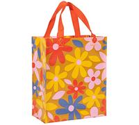 Blue Q Handy Tote Bag - Groovy Flowers - Recycled & Reusable Sturdy Canvas Shopping Bag with Quirky Art and Handles, 95% Recycled Material Ideal for Lunch, Gift, Groceries 10" h x 8.5" w x 4.5" d