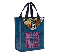 Blue Q Handy Tote Bag - This Bag Might Be Full of Puppies - Recycled & Reusable Sturdy Canvas Shopping Bag with Quirky Art and Handles, 95% Recycled Material Ideal for Lunch, 10" h x 8.5" w x 4.5" d