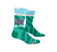 Blue Q Men’s Crew Socks - Funny Novelty Crazy Gift for Dads, Husbands & Guys, Cool Funky Unique Design - Fits Shoe Size 7-12, Lawn Mowing Socks, One Size