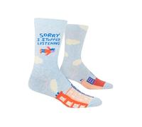 Blue Q Men’s Crew Socks - Funny Novelty Crazy Gift for Dads, Husbands & Guys, Cool Funky Unique Design - Fits Shoe Size 7-12, Sorry I Stopped Listening, One Size