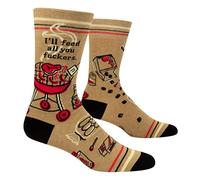 Blue Q Men’s Funny Novelty Crazy Crew Socks with Sayings, Silly Gift for Dad, Husband or Guys, Unique Design, Shoe Size 7-12, I'll Feed All You ers, One Size