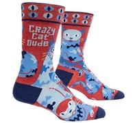 Blue Q Men's Funny Crew Socks (fits men's shoe size 7-12), Crazy Cat Dude,One Size,SW870