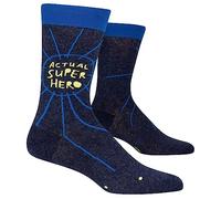Blue Q Men's Funny Novelty Crazy Crew Socks with Sayings (fit shoe size 7-12), Actual Superhero, One Size