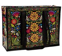 Blue Q Reusable Shoulder Tote Bag - Carry Everywhere Bag with a Hefty Zipper, Durable, Fun Design, 95% Recycled Material, Flower Fest, 15 x 11 x 6.25 inches