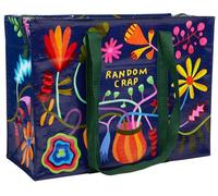 Blue Q Reusable Shoulder Tote Bag - Carry Everywhere Bag with a Hefty Zipper, Durable, Fun Design, 95% Recycled Material, Random Crap, M, Blue Q Random C**p Shoulder Tote