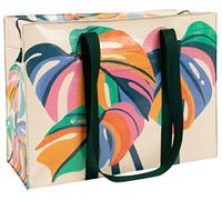 Blue Q Shoulder Totes: The Carry Everywhere Bag With a Hefty Zipper, Exterior Pocket, Reinforced Floor. 95% Recycled Material, Monstera Leaf