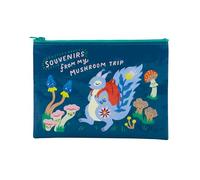 Blue Q Zipper Pouch Cosmetic Bag for Women, Travel and Everyday Essentials, Purse Accessory Storage for Makeup or Toiletries, Made from 95% Recycled Plastic, Mushroom Trip, 7.25" h x 9.5" w