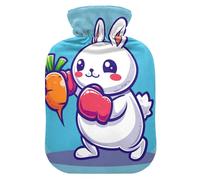 Blue Rabbit Boxer Water Bottle for hot Water with Soft Cover, 1L hotwater Bag for Sore Muscle, Tummy Warmer, Bolsa para agua Caliente para Dolor