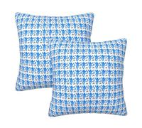 Blue Rabbit Monkeys Throw Pillow Cover Set of 2 Preppy Decorative Pillows Case 12"X12"Aesthetic Funky Rectangular Lumbar Cushion Cover for Home Bedroom Room College Dorm Bed Couch Sofa Decor