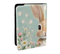 Blue Rabbit Polka Dots Printed Passport Holder,Travel Pu Leather Passport Cover Case Organiser for Men Women,6.5 Inch